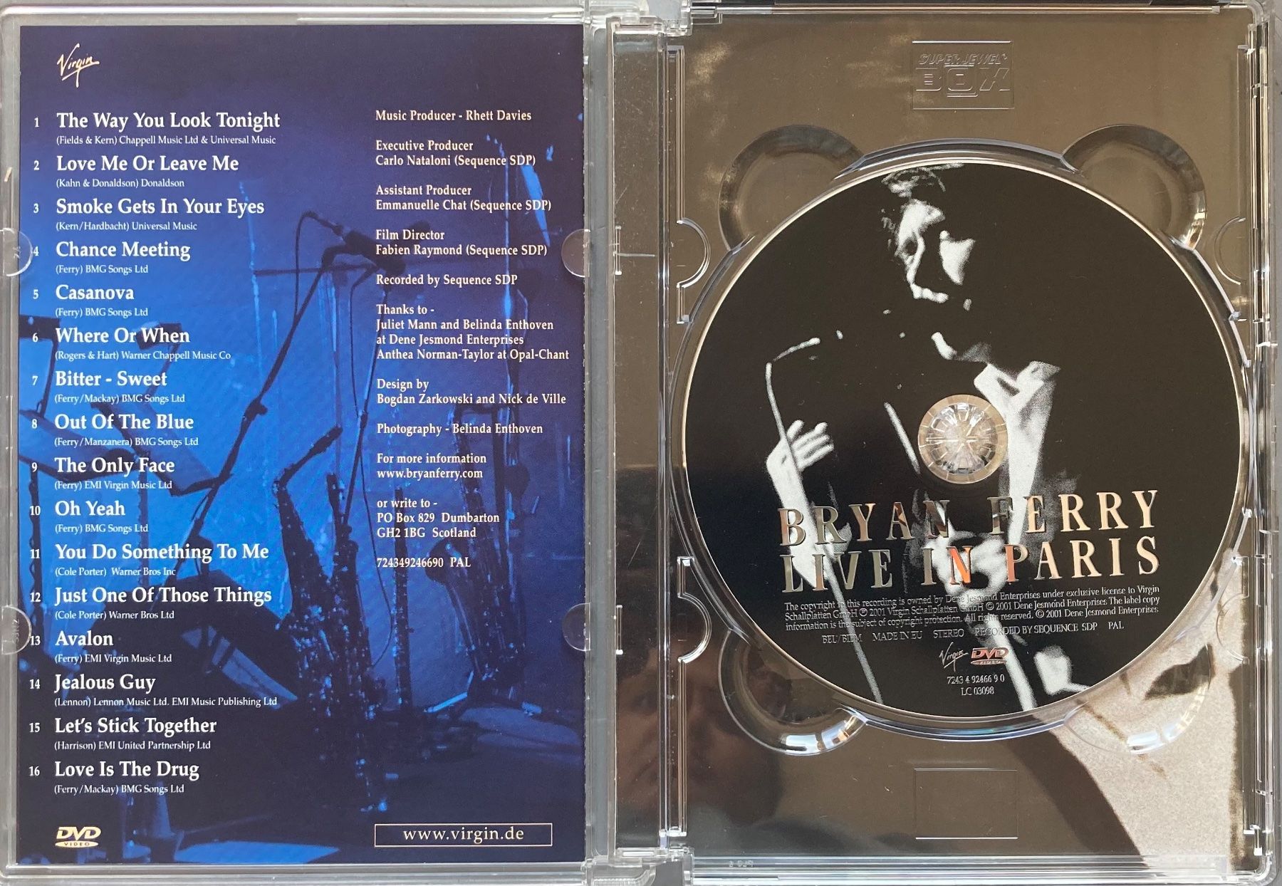 Tutti i DVDs: BRYAN FERRY - LIVE IN PARIS – Usato da Poliez-Pittet venduto da Newtown-Records 2