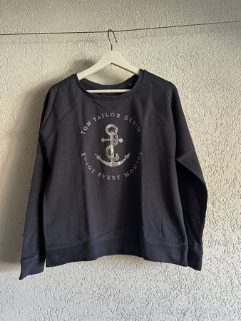 Damen Pullover Tom Tailor Denim Anker Motiv dunkelgrau