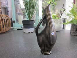 Mid Century Keramikvase Marzi&Remy in schwarz/gold