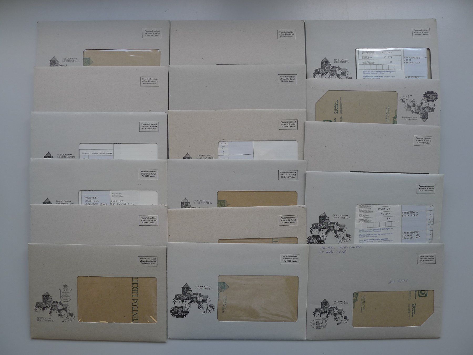 Tutti i francobolli: 1973-1992, Sammlung Liechtenstein Einzel & Vierer ** + gest. – Usato da Sursee venduto da Luzernerraute 8