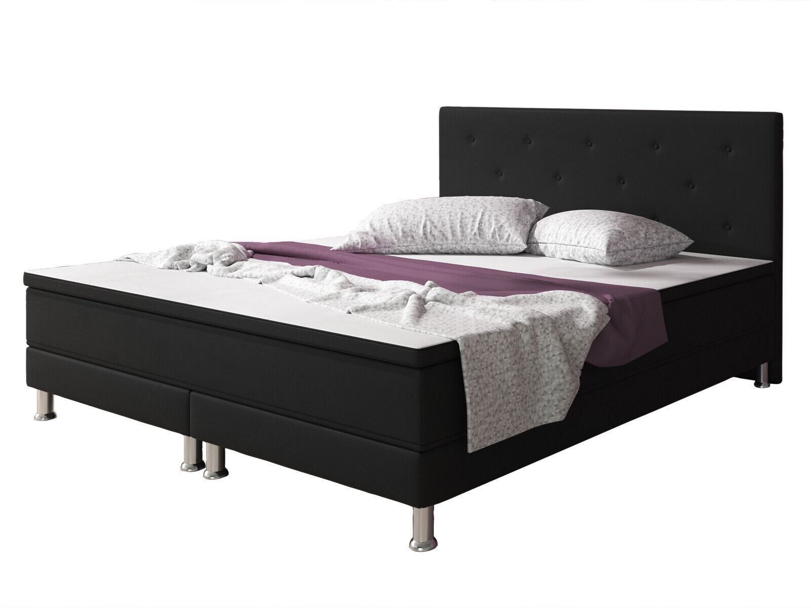 Betten: Boxspringbett 140x200 Schwarz Hotelbett Bett – Neu und originalverpackt aus Wallenwil von toesstal-vertrieb 3