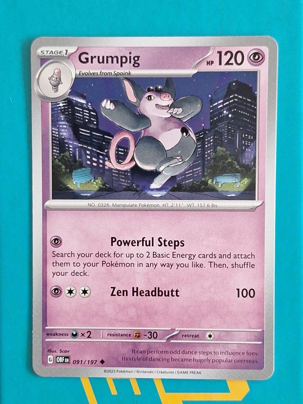 Pokémon Carte collezionabili: Grumpig - Pokemon Obsidian Flames – Usato da Altstätten SG venduto da GGsGameshop