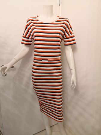 🤩TCHIBO ESSENTIALS KLEID GESTREIFT WEISS-ORANGE-BLAU