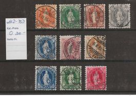 Serie Stehende Helvetia Nr. 66D - 75D : KP 200.--