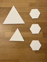 5 Leinwände, 2x Dreieck, 3x Sechseck