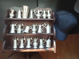 Antike Zinngeschirr-Sammlung, 18 Stk. Bierkrüge & Kannen 