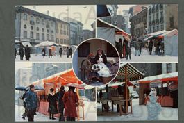 AK color Bellinzona TI Il mercato di sabato d’ inverno ≈1970