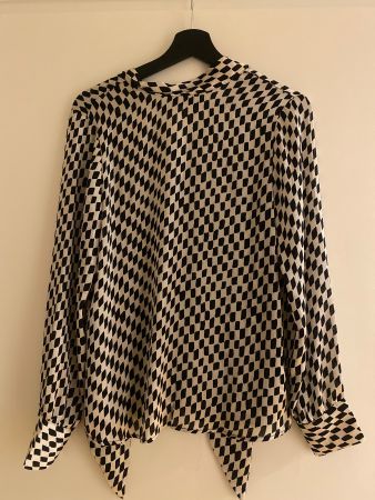 Bluse Damen MNG schwarz-beige gemustert Grösse S guter Zu...