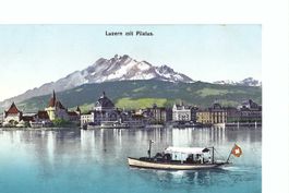Luzern mit Pilatus, Boot auf dem Vierwaldstättersee
