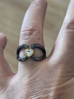 Jolie bague céramique 59 cœur plaqué pierre zircon neuve