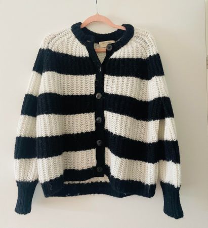 Sezane Emile Cardigan Ecru-Schwarz