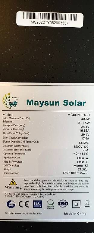 Dispositivi a energia solare: 4x Mysun Solarpanel à 400 W – Usato da Biel/Bienne venduto da pbr_6k26 2