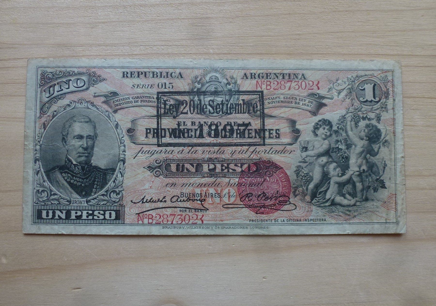 Banknoten: Argentinien ++ 1 Peso 1897, selten – Gebraucht aus Walkringen von Casablanca777