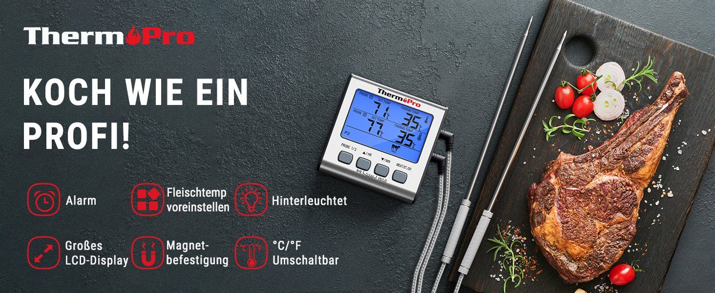 Altro per la casa: Pro Digitales Fleischthermometer mit Timer – Nuovo e nell'imballaggio originale da Geneve venduto da Titi2008 1