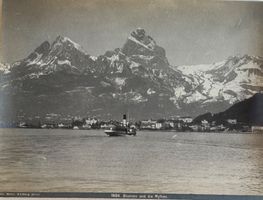 Vintage Wehrli um 1900, Brunnen, Mythen, Dampfschiff, Schiff