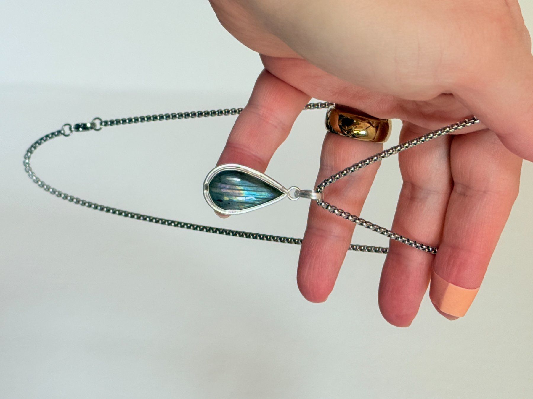 Catenine: Collier avec pendentif larme en labradorite – Nuovo e nell'imballaggio originale da Genève venduto da AWWA 9