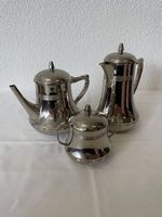 Teeservice Edelstahl mit Teekanne, Kaffeekanne, Zuckergefäss