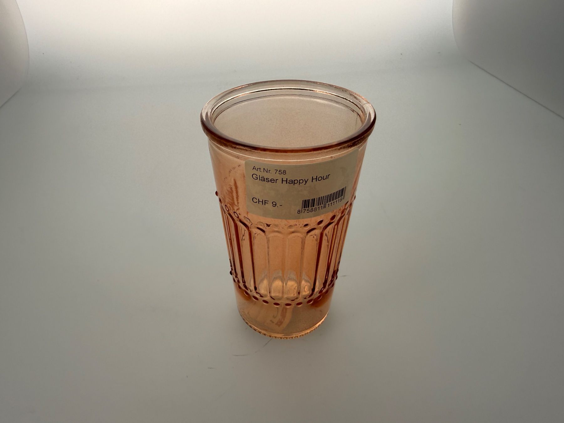 Gläser: Glas Happy Hour rosa Neuware – Neu (gemäss Beschreibung) aus Zug von isdach