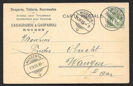 Moudon Postkarte Casagrande Gasparoli Draperie 31.3.1906