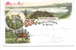 St. Gallen - Gruss vom Wildpark Peter und Paul - Litho 1898