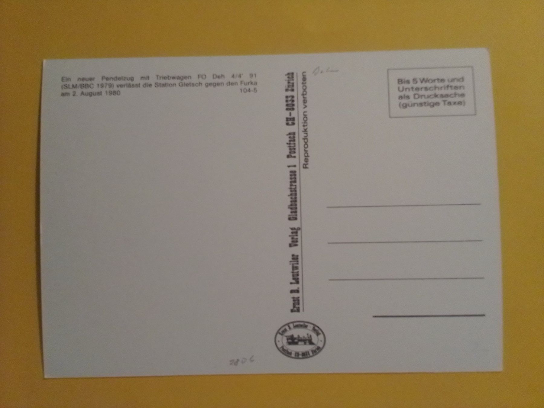 Cartoline postali: AK Bahn Furka Oberalp Eisenbahn – Usato da Küttigen venduto da Melisch1000 1