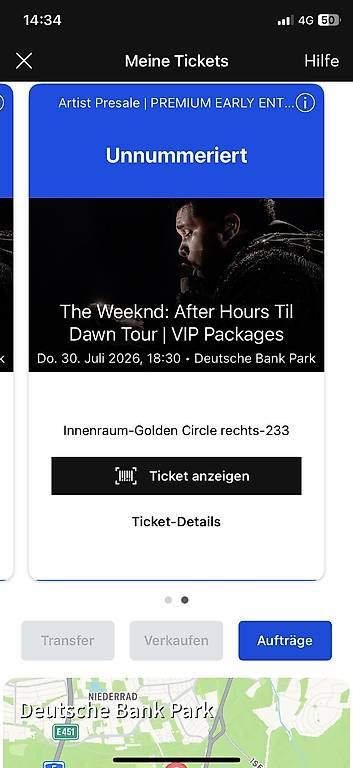Billets: The Weeknd VIP Ticket - Golden Circle - Early entry – Neuf (Voir description) à Hunzenschwil par IIDEA 2