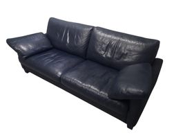 Leder Sofa dunkelblau zwei Plätze in gutem Zustand