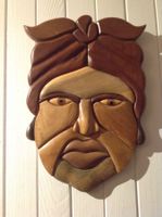 MAGNIFIQUE visage en bois de Cuba à suspendre fait main