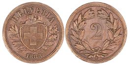 2 Rappen von 1888 (sehr schön +)
