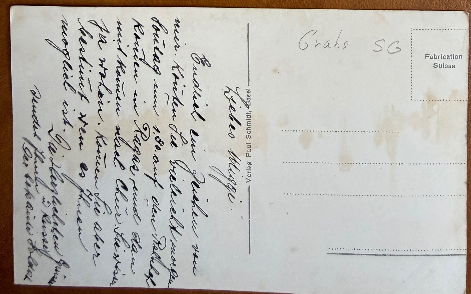 Ansichtskarten: Grabs  - Schloss 1930 env. – Gebraucht aus Lutry von Ediego 1