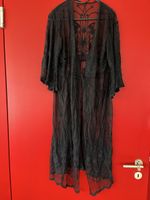 Kimono de plage noir en dentelle