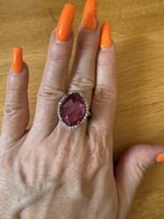 Ring Silber Damen grosser Stein Zirkonia Grösse 56