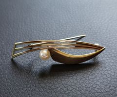 Gold 585 Broche Mit Perle