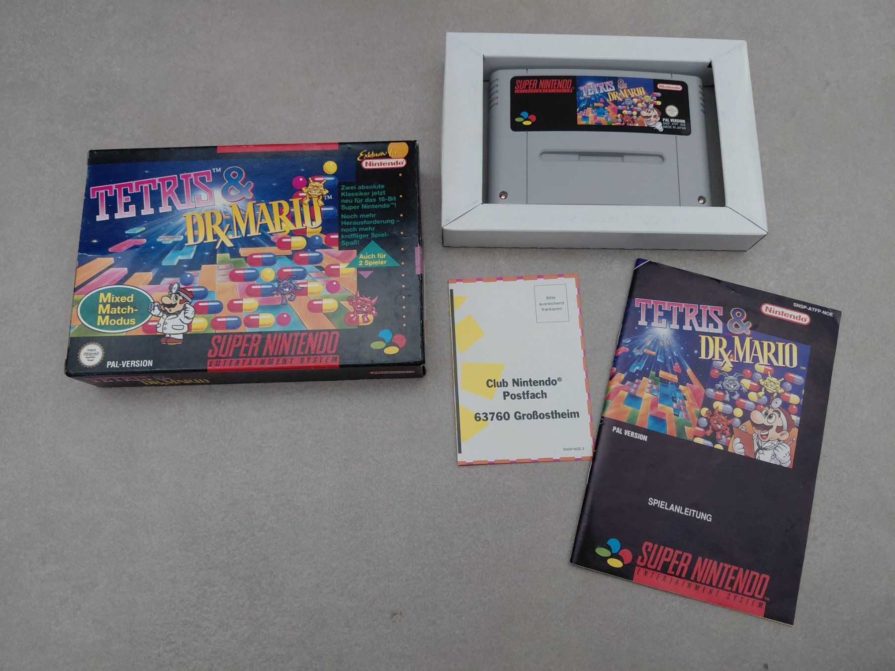 Spiele: Tetris & Dr. Mario, SNES, mit OVP – Gebraucht aus Uezwil von -Retrogames- 1