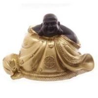 CHIN. BUDDHA MIT ROBE - GOLD & BRAUN