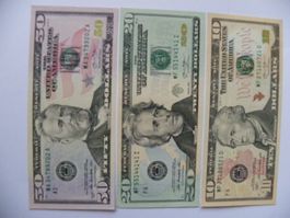 Originale US Dollar, 50, 20 und 10, Serie 2013, Neuwertig!
