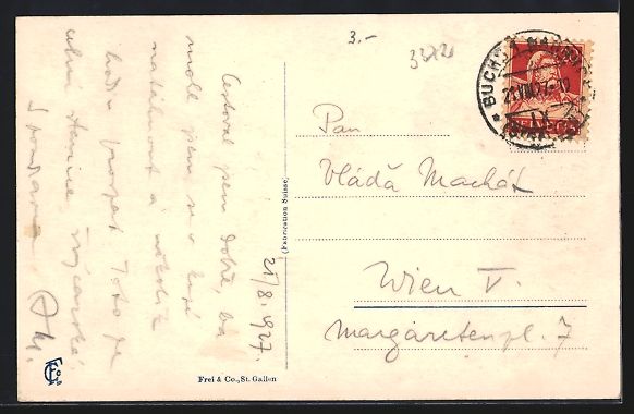 Cartoline postali: Buchs / Rhein, Totalansicht aus der Voge – Usato da Berlin venduto da bartko-reher 1