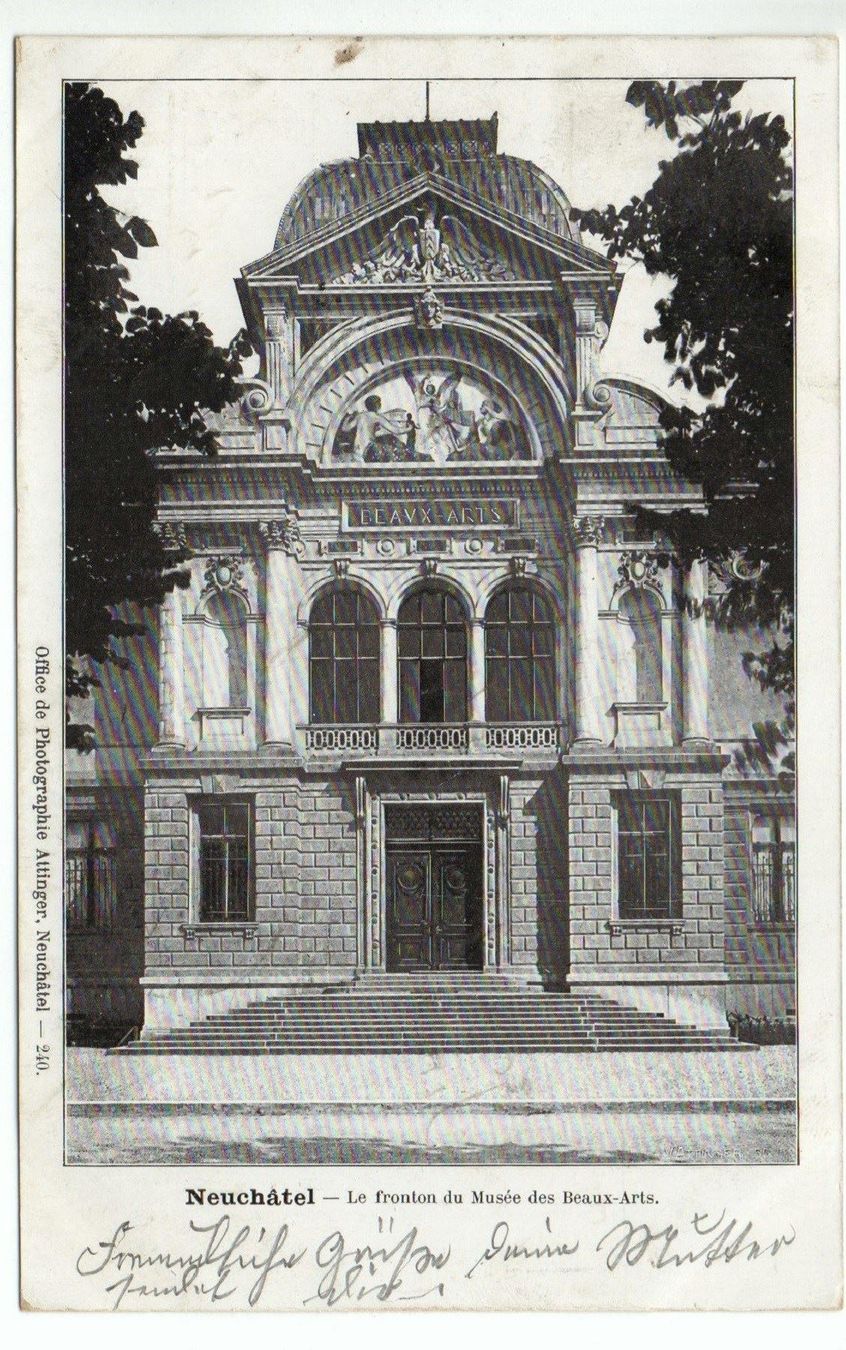Cartoline postali: NEUCHÂTEL Le fronton du Musée Beaux-Arts – Usato da Jona venduto da philajona