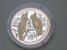 💎🇱🇷 Liberia $10 2005 Kakadu .999 Silber 2 Diamanten