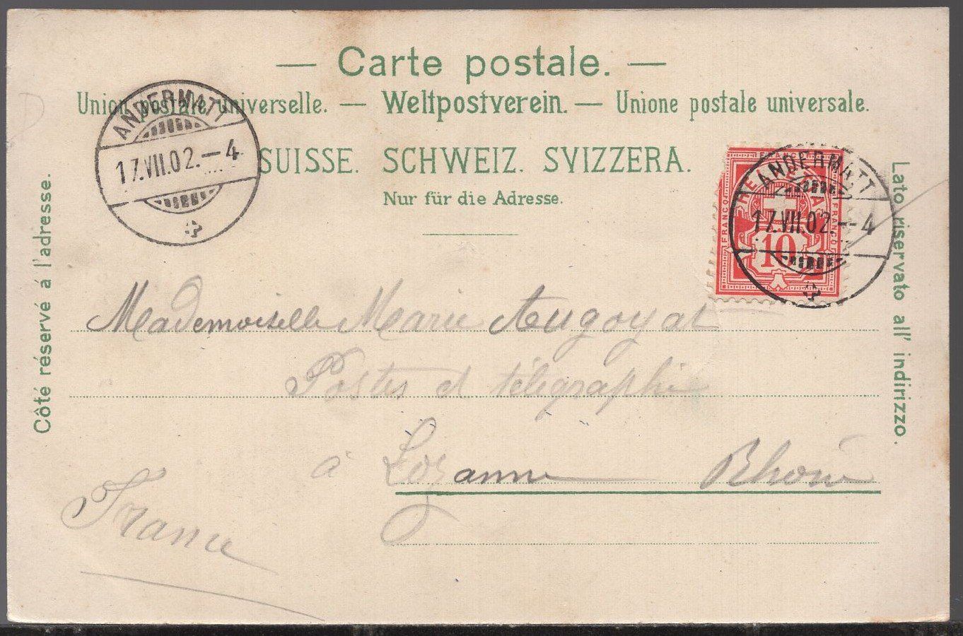 Cartoline postali: Andermatt mit Fort Bäzberg  1902 – Usato da Aarau venduto da kufi44 1