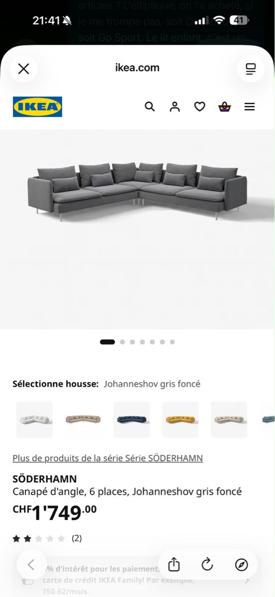 Ikea Divani: IKEA SÖDERHAMN - 6-seater dark grey – Usato da Genève venduto da ana_ztm8 5