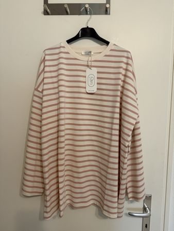 Langarmshirt gestreift weiss rosa neu