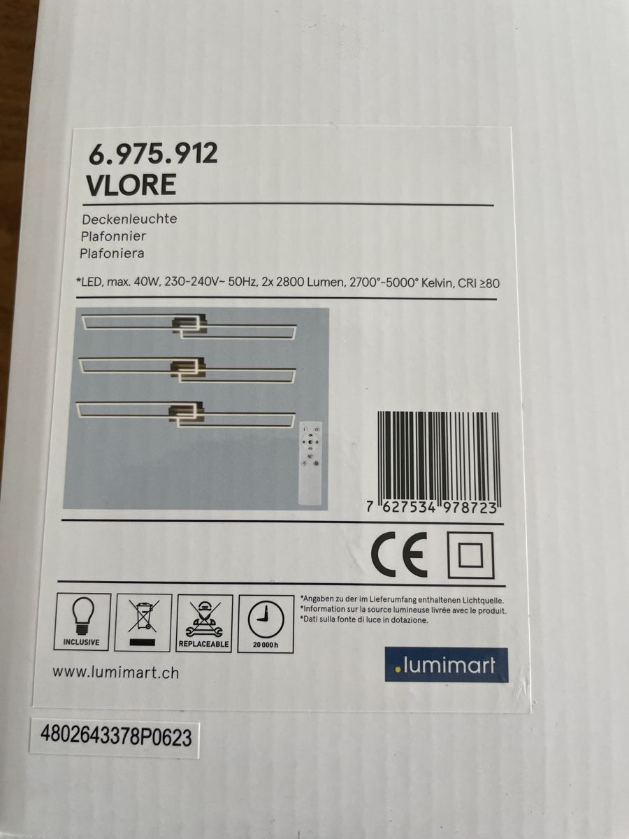 Lampadari & plafoniere: Vlore Deckenleuchte LED, neu, mit Fernbedienung – Nuovo e nell'imballaggio originale da Hausen AG venduto da Future4me 2