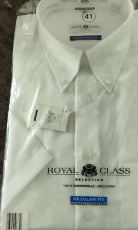 ROYAL CLASS Hemd Grösse 41 Weiss Regular Fit Bügelfrei 100% 