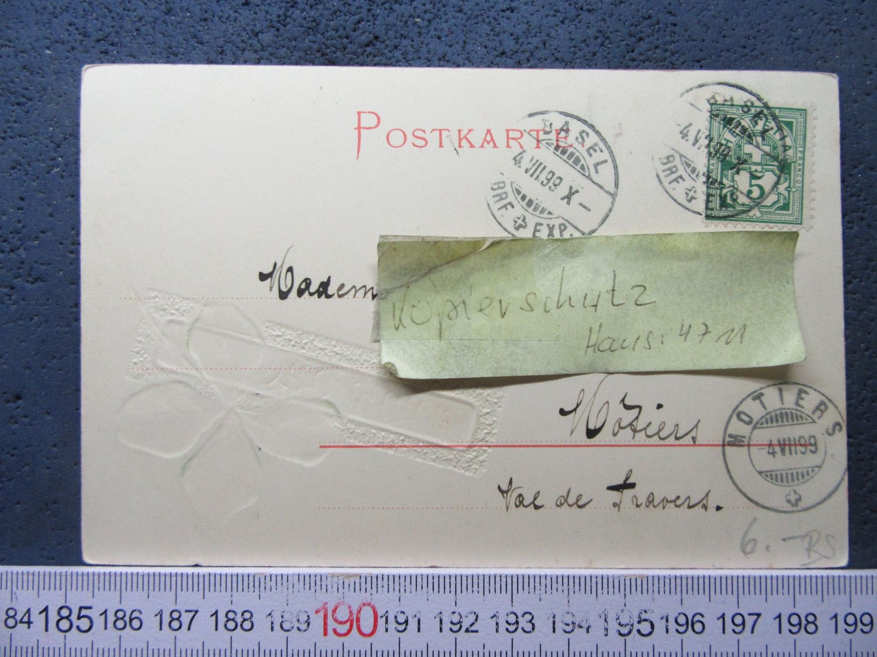 Cartoline postali: BASEL 1899 VIEL GLÜCK RELIEF AK BS – Usato da Ettingen venduto da Hausi4711 1