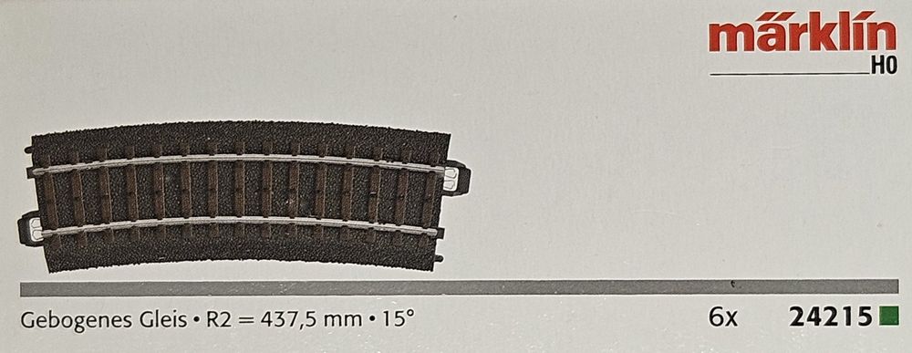 Voie Courbé Märklin H0 24215 - Rayon 437,5 Mm - 15 Pièces - Neuf Pour Train Miniature