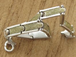 Vintage Glieder Armband Silber 925 Glitzerinlay