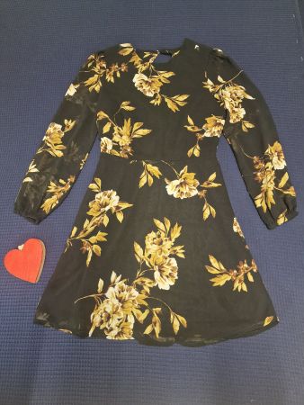 Damen Kleid schwarz gelb Blumenmuster Gr S wie neu