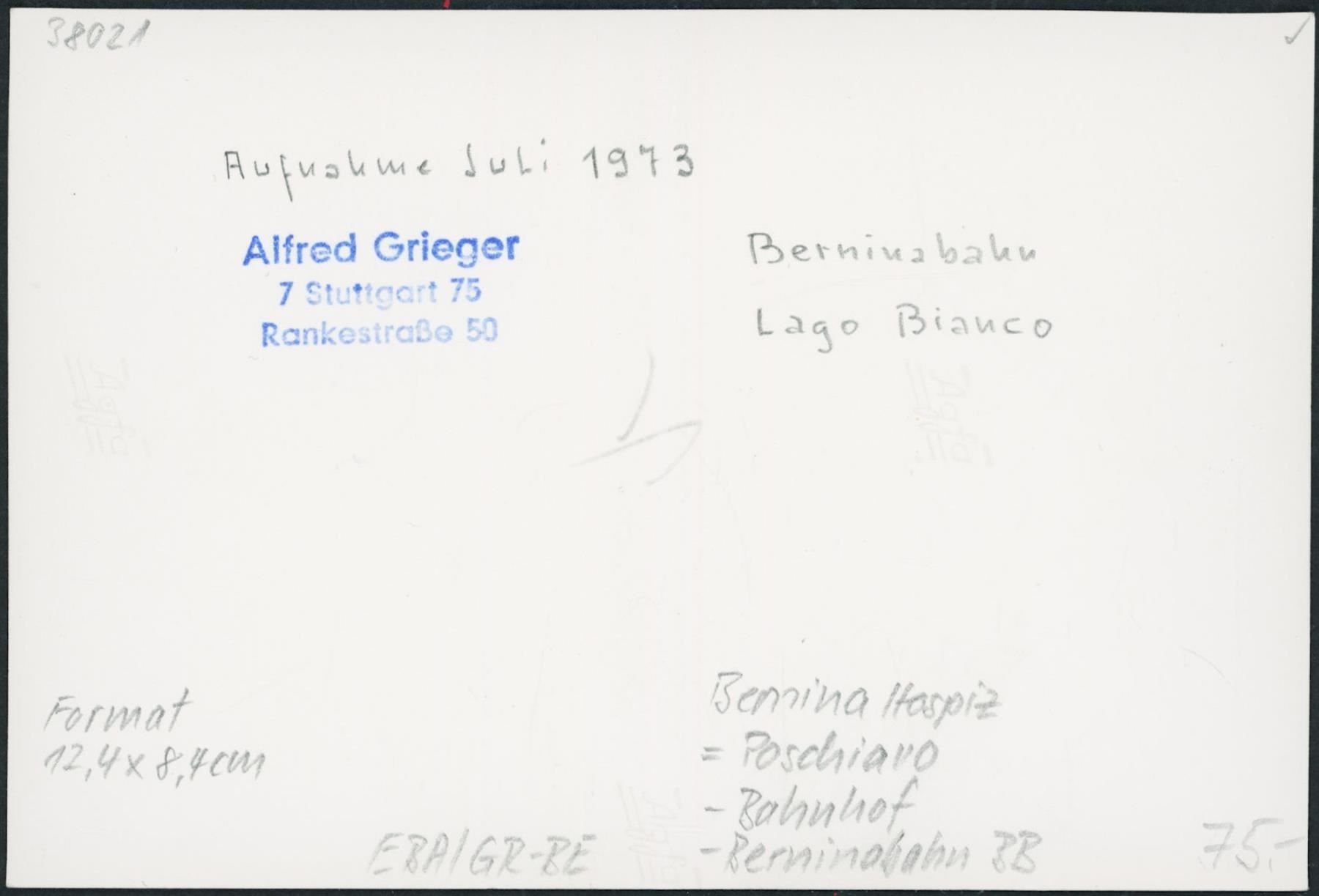 Cartoline postali: GR Bernina Hospiz - Bernina Bahn BB – Usato da Schindellegi venduto da leecollect 1