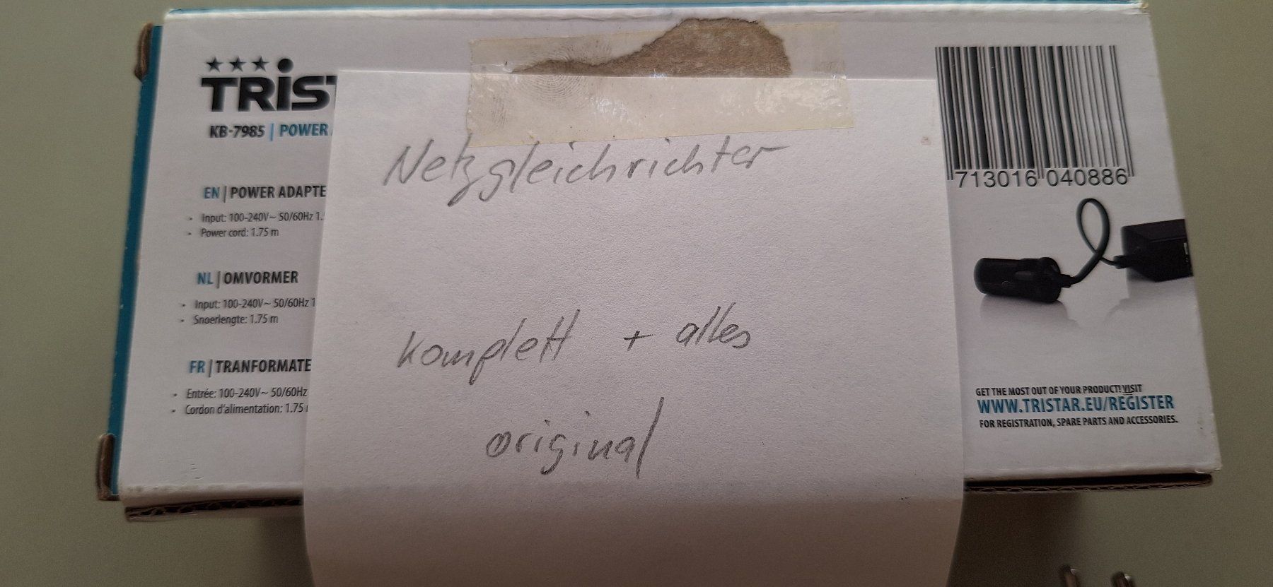 Componenti elettronici: Tristar KB-7985 Power Adapter Netzgleichrichter – Usato da Gurtnellen venduto da Rhino77 4